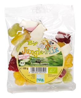 Pural Bonbon mix-jungle aux fruits en forme d'animaux de la savane bio 100g - 4316